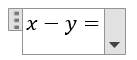 Screenshot of an equation box with the content: "x minus y equals"